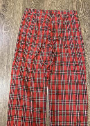 Штаны брюки новые в клетку красные prettylittlething шантаны пижамные5 фото