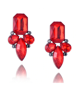 Красиві ошатні сережки сережки з кристалами червоні