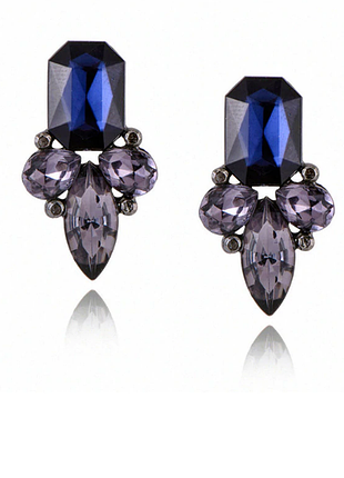 Красивые нарядные серьги серёжки с синими кристаллами