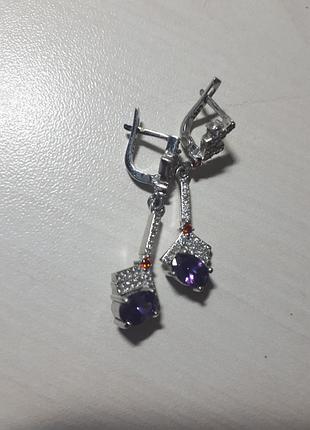 Красивенькие серьги-висюльки с цветными камнями💙❤💜💛💚🧡.