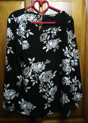 Удлиненная блуза туника цветочный принт длинный рукав1 фото