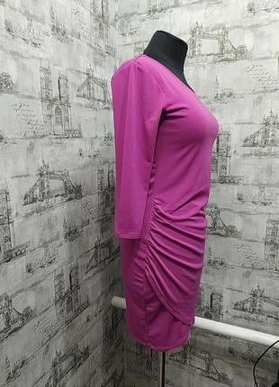 Розовое фиолетовое платье по фигурке с длинным рукавом2 фото
