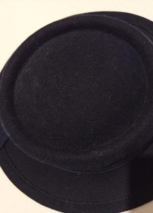 Шляпа федровая темно-синяя натуральная шерсть шерстяная