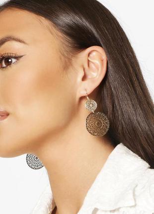 Нежные серьги мандала под серебро boohoo