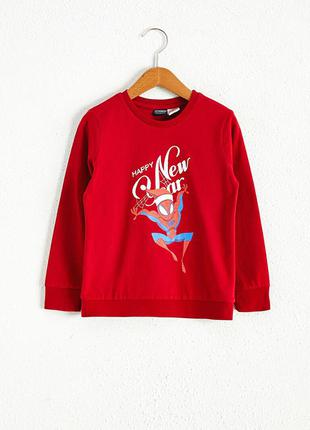 Новогодний реглан lc waikiki  с принтом человека-паука для мальчиков