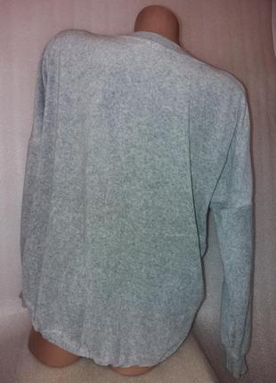 Стильный серый велюровый свитер оверсайз.4 фото