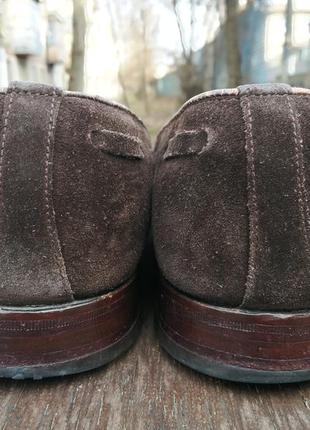 Мужские коричневые замшевые туфли лоферы charles tyrwhitt england6 фото