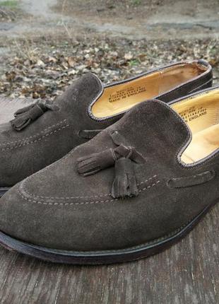 Мужские коричневые замшевые туфли лоферы charles tyrwhitt england1 фото