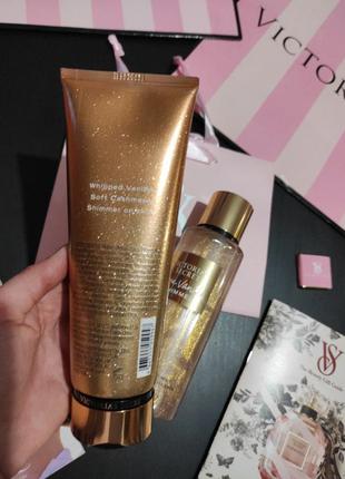 Идея для подарка 🎀 парфумированный набор спрей+лосьон с шимером bare vanilla shimmer 💕victorias secret виктория сикрет вікторія сікрет оригинал3 фото