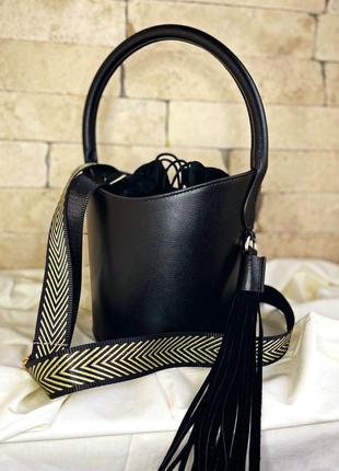 Женская сумка-ведро кожа италия