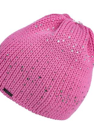 Яркая женская розовая шапка со стразами crystal ii от loman! польша!