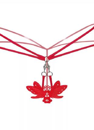 Еротичні червоні стрінги - розмір універсальний (на резинці), 15% нейлон, 85% поліестер