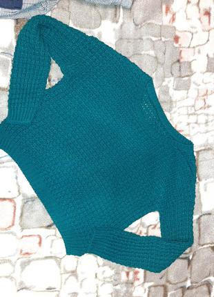Модный изумрудный свитер m-l, 12-148 фото