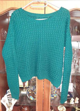 Модный изумрудный свитер m-l, 12-1410 фото