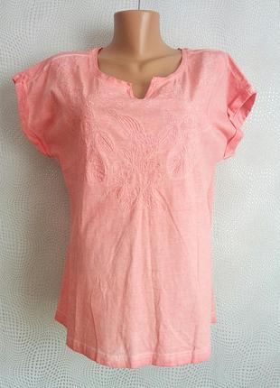 Котонова футба персик з вишивкою