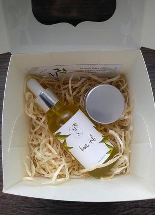 Подарунковий набір, масло для росту волосся+бальзам для губ