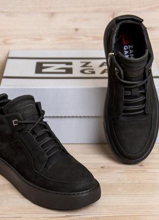 Чоловічі зимові черевики натуральний нубук zg black exclusive