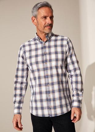 Біла чоловіча сорочка lc waikikiлс вайкікі у фіолетову клітку, з кишенею на грудях