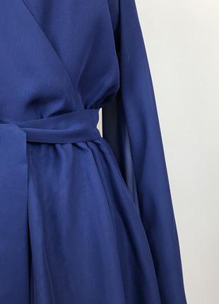 Платье на новый год корпоратив из шифона в синем цвете5 фото