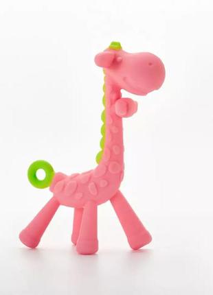 Детский грызунок, прорезыватель для зубов жирафа розовый