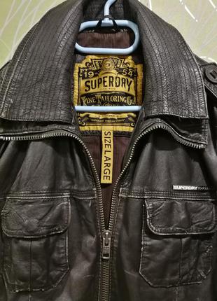 Мужская коричневая кожаная куртка superdry brad8 фото