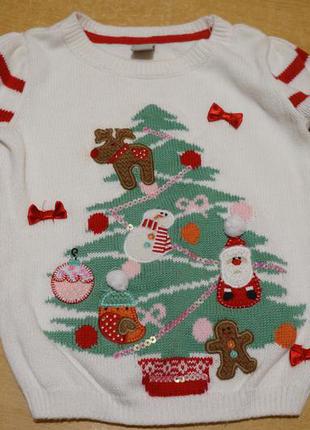 Tu новогодний свитер 1-2 года новорічний светр кофта5 фото
