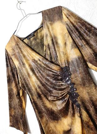 Sumak турецкая блуза нарядная на запах ассиметрия блуза коричневая с блеском стрейч женская кофточка3 фото