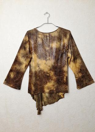 Sumak турецкая блуза нарядная на запах ассиметрия блуза коричневая с блеском стрейч женская кофточка5 фото
