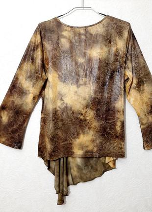 Sumak турецкая блуза нарядная на запах ассиметрия блуза коричневая с блеском стрейч женская кофточка6 фото