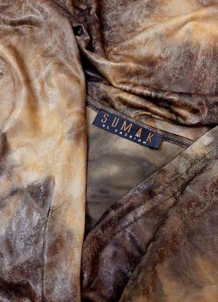 Sumak турецкая блуза нарядная на запах ассиметрия блуза коричневая с блеском стрейч женская кофточка8 фото