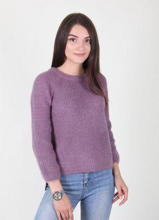 Молодежный женский фиолетовый свитер без воротника 42-46