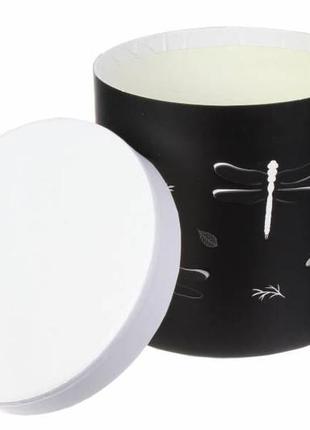 Набор круглых подарочных коробок "стрекоза" черно-белых (комплект 3 шт)3 фото