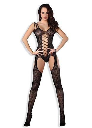 Шикарний чорний ошатний, святковий новорічний бодистокинг комбідрес з панчохами і трусиками в комплексний е