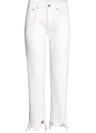 Трендовые,белые, подростковые, джинсы, с необработанным низом, h&m
