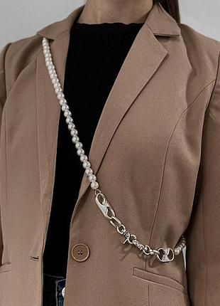 Универсальная цепочка с жемчугом на одежду, тело