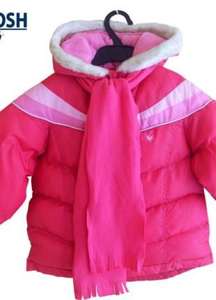 Курточка дитяча oshkosh америка еврозима з шарфиком на 3 роки рожева на дівчинку