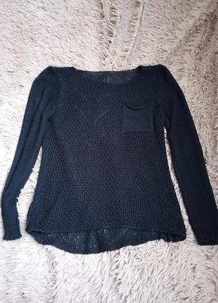 В'язана до пов'язана кофта светр з кишенею кишенькою спереду чорний чорний чорний прозорий светр жіночий жіночий