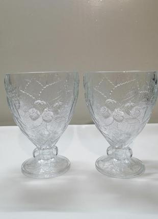 🥂набір келихів , креманок з кришталевого скла з тисненням фруктів