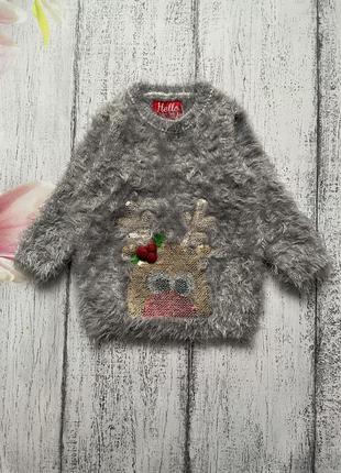 Крута кофта травичка светр новорічний светр олень f&f 2 роки