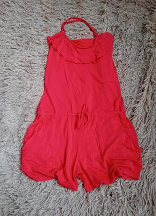 Комбинезон комбез летний літній комбінезон комбенезон красный коралловый кораловий червоний