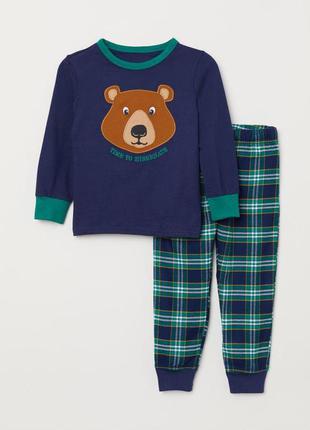 Комплект набір штани 104 штанами штани ведмедик ведмедиком темний h&amp;m фланель