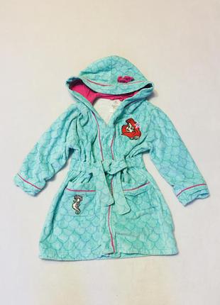 Дитячий махровий халат бірюзовий з капюшоном disney