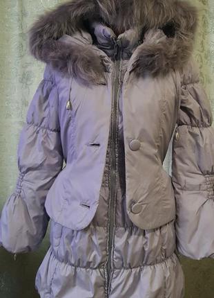 Куртка-пальто трансформер з окремою жилеткою та натуральним хутром.