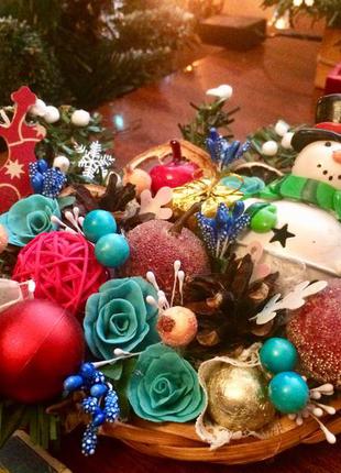 Новогоднее украшение,декор для дома,на стол,композиция  ручная работа