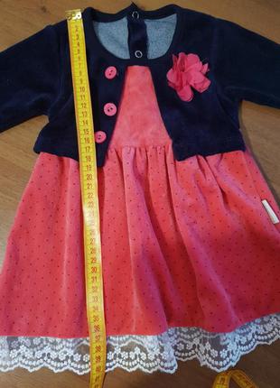 Новое платье теплое вильветовое 74-80 см, 9-12мес. нарядное турция4 фото