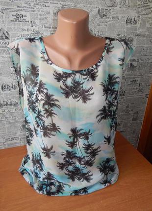 Шифонова блуза тропічний принт2 фото