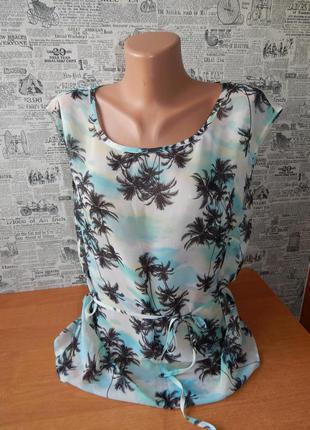 Шифонова блуза тропічний принт1 фото