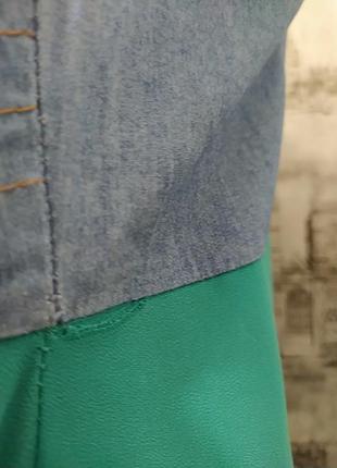Платье без бретелей джинсовый корсет и шифон юбка берюза голубая зеленая4 фото