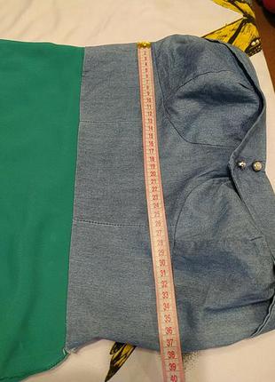 Платье без бретелей джинсовый корсет и шифон юбка берюза голубая зеленая6 фото