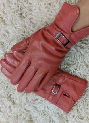 Рукавички рукавички натуральна шкіра червоні короловыех